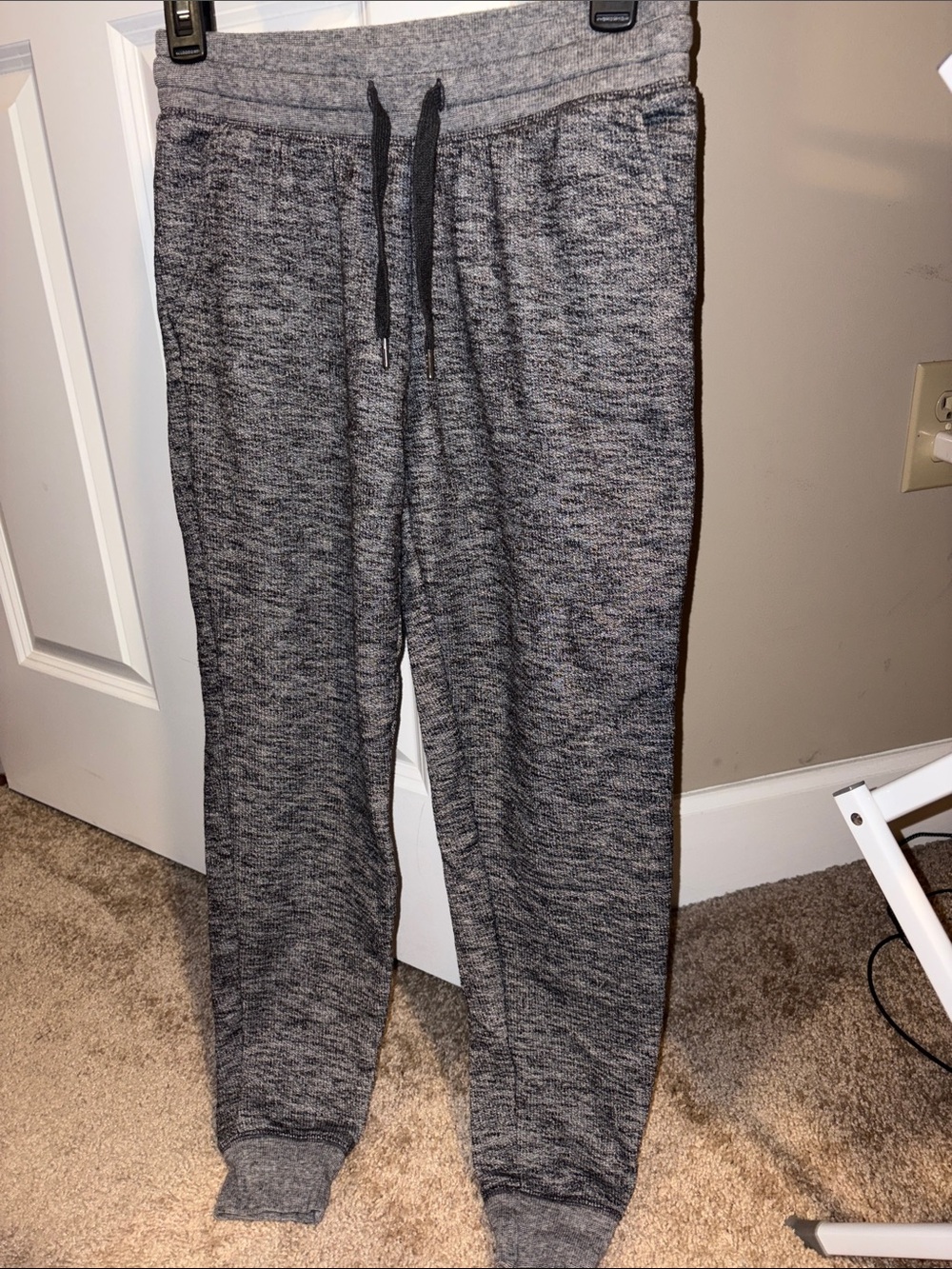 Womens Gray Knit Jogger Pants with Drawstring